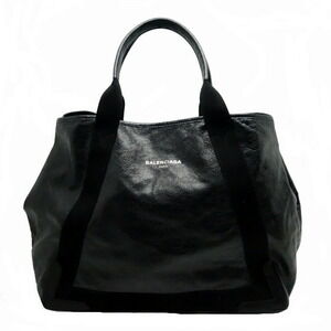 Balenciaga Tote Bag Navy Blue Cabas Lambskin Black